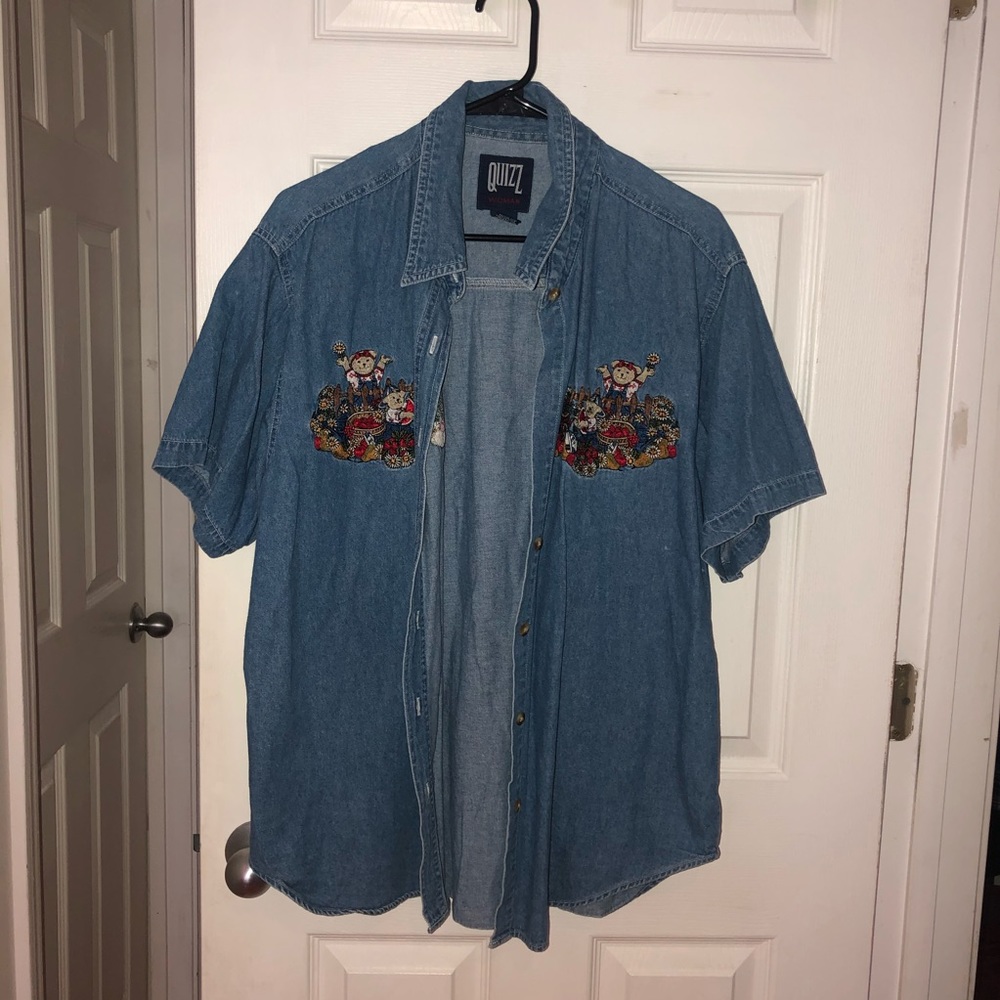 Embroidered Bear Jean Shirt